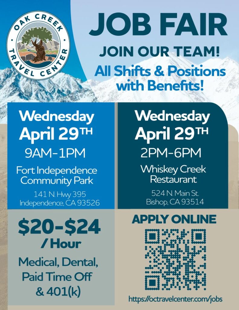Poster for Oak Creek Travel Center's job fair.